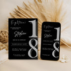 Elegant Black Minimalist 18th Birthday Invitation