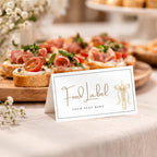 Gold Candle Baptism Buffet Food Labels