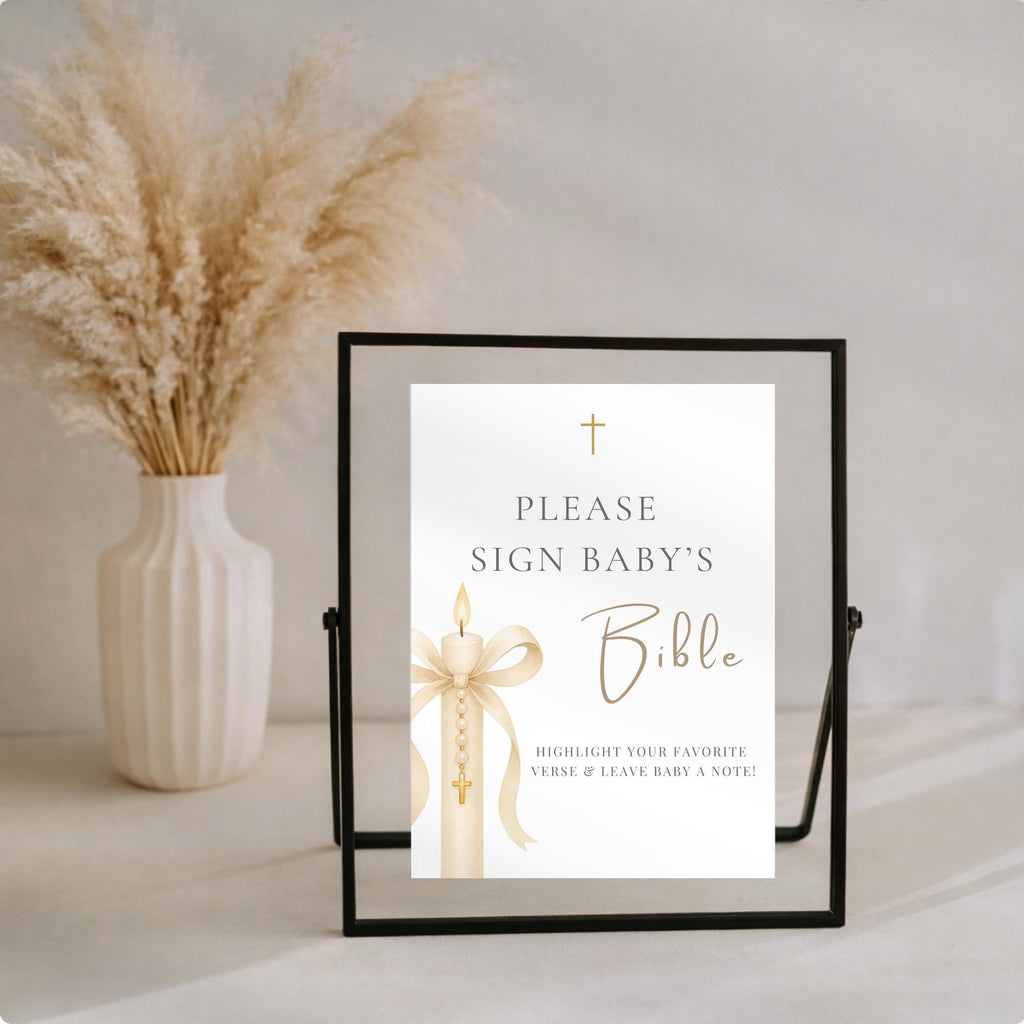 Gold Candle "Sign My Bible" Sign