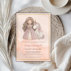 Elegant Princess Unicorn Kids Birthday Invitation