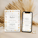 Elegant Wildflower Baptism Invitation with Cross