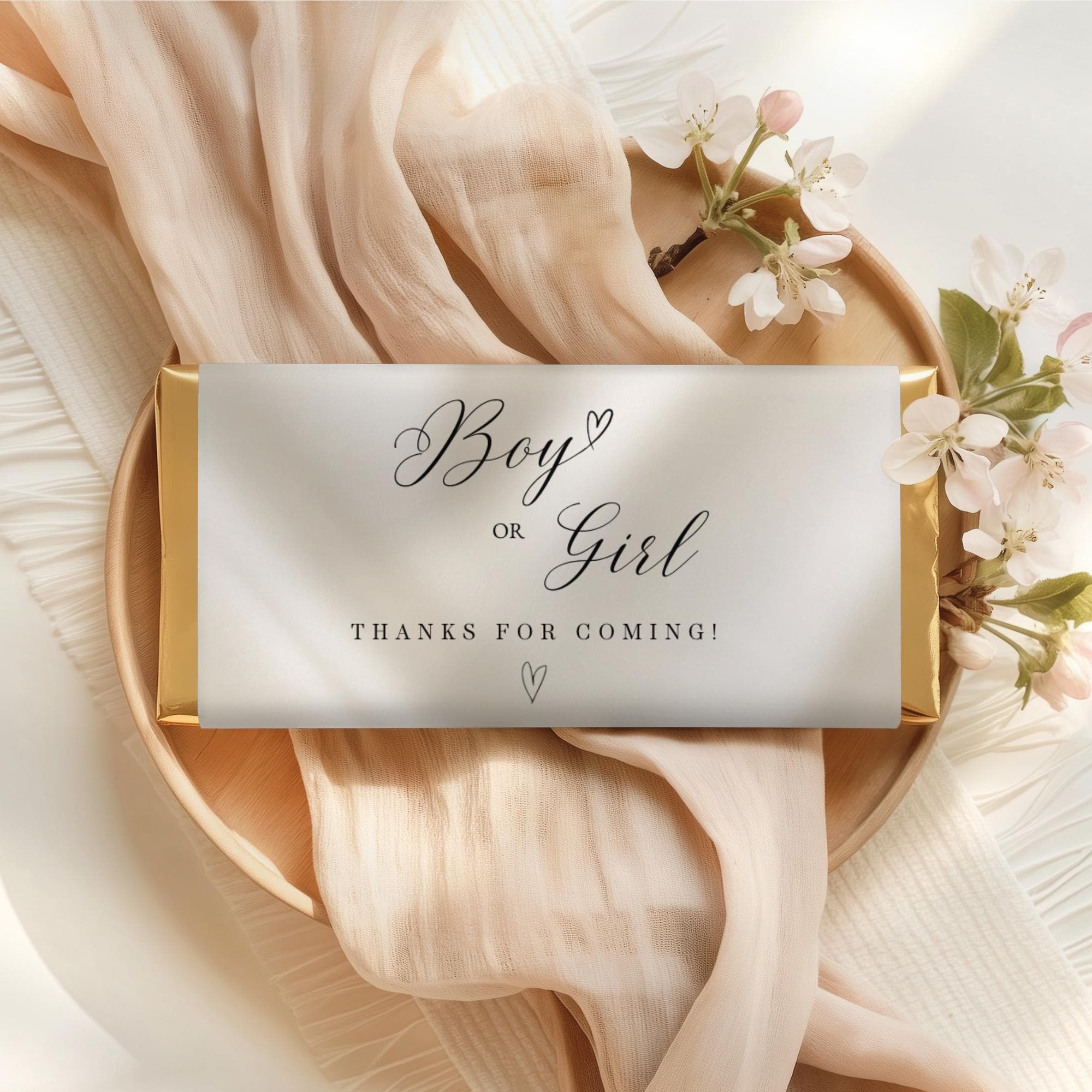 Elegant Gender Reveal Chocolate Bar Wrapper