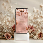 Rose Gold Balloon Birthday Invitation