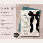 Black Bow Birthday Invitation