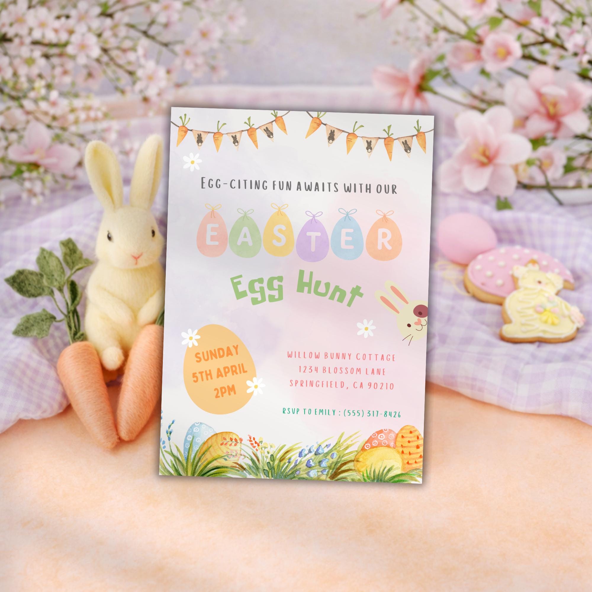 Watercolor Easter Egg Hunt Invitation