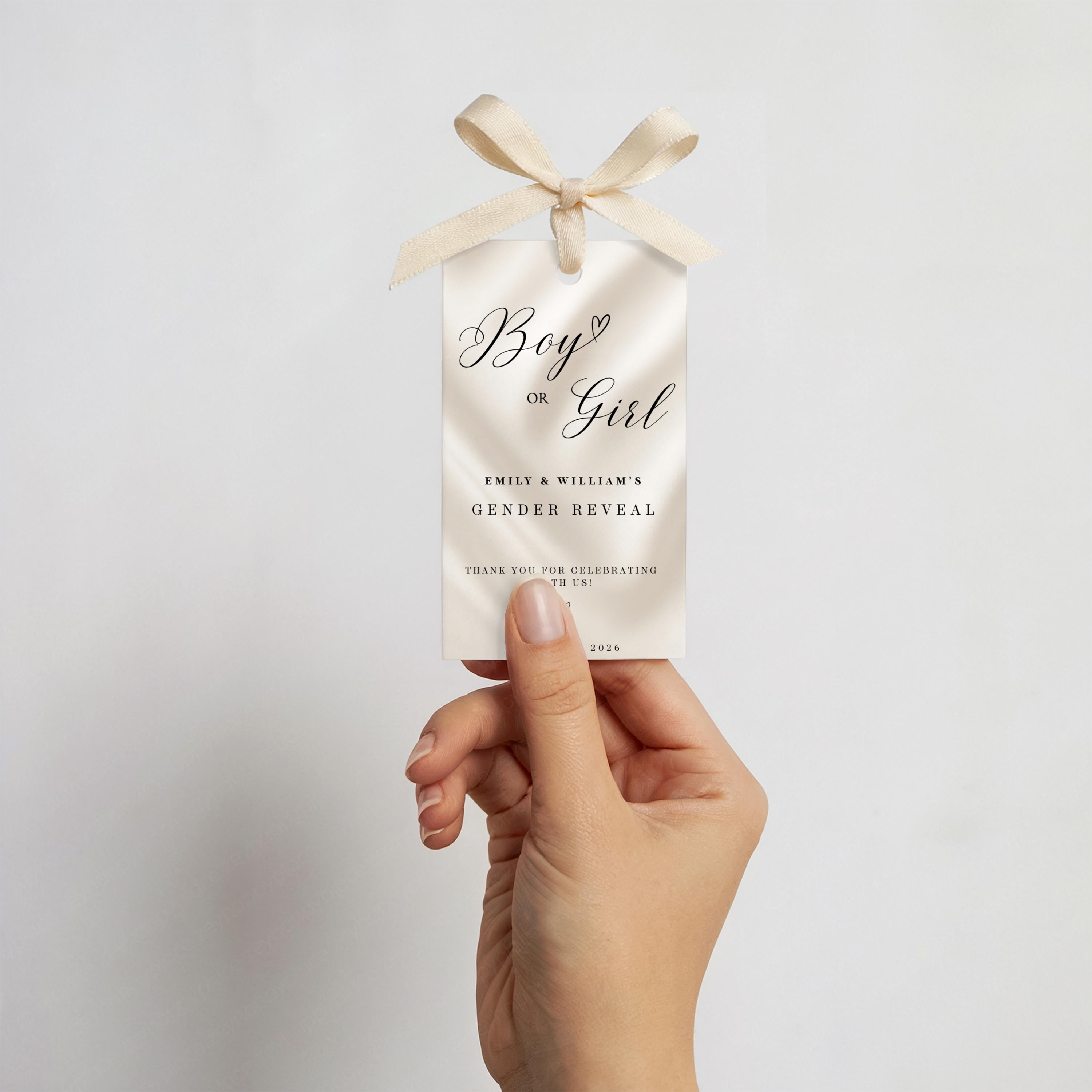 Elegant Gender Reveal Thank You Tags