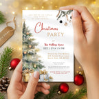 Watercolor Christmas Tree Party Invitation