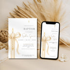 Gold Candle Baptism Invitation