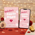 Pink Galentine's Party Night Invitation