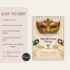 Masquerade Mardi Gras Party Invitation