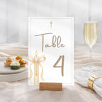 Gold Candle Baptism Table Number Cards