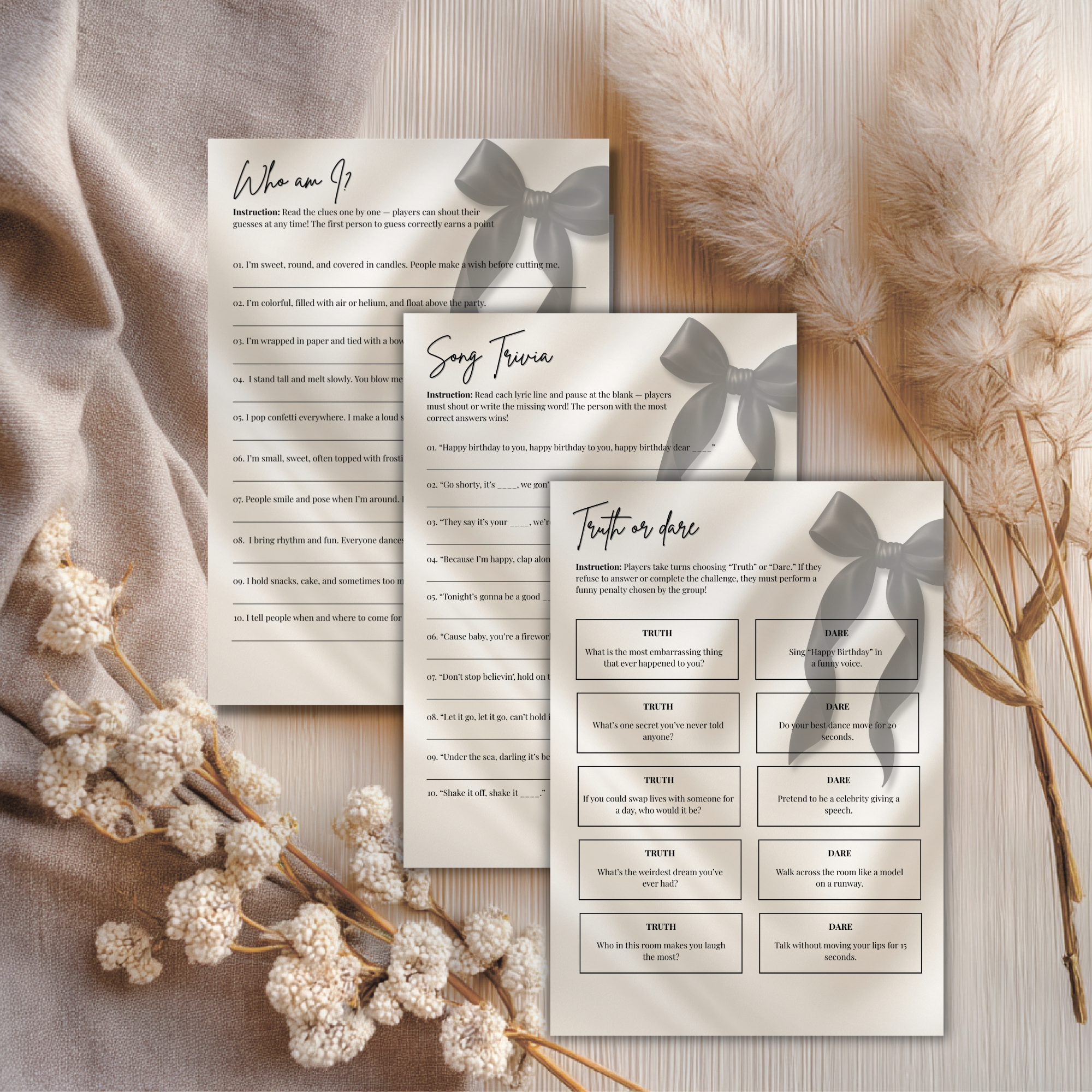 19 Black Bow Birthday Party Games