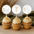 Gold Candle Baptism Cupcake Toppers