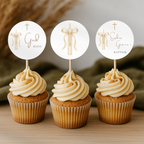 Gold Candle Baptism Cupcake Toppers