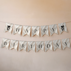 Black Bow Birthday Bunting Banner