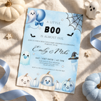A Little Boo Baby Shower Invitation Blue