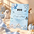 A Little Boo Baby Shower Invitation Blue