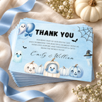Little Boo Blue Baby Shower Thank You Card