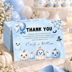 Little Boo Blue Baby Shower Thank You Card