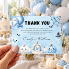 Little Boo Blue Baby Shower Thank You Card