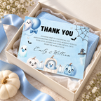 Little Boo Blue Baby Shower Thank You Card