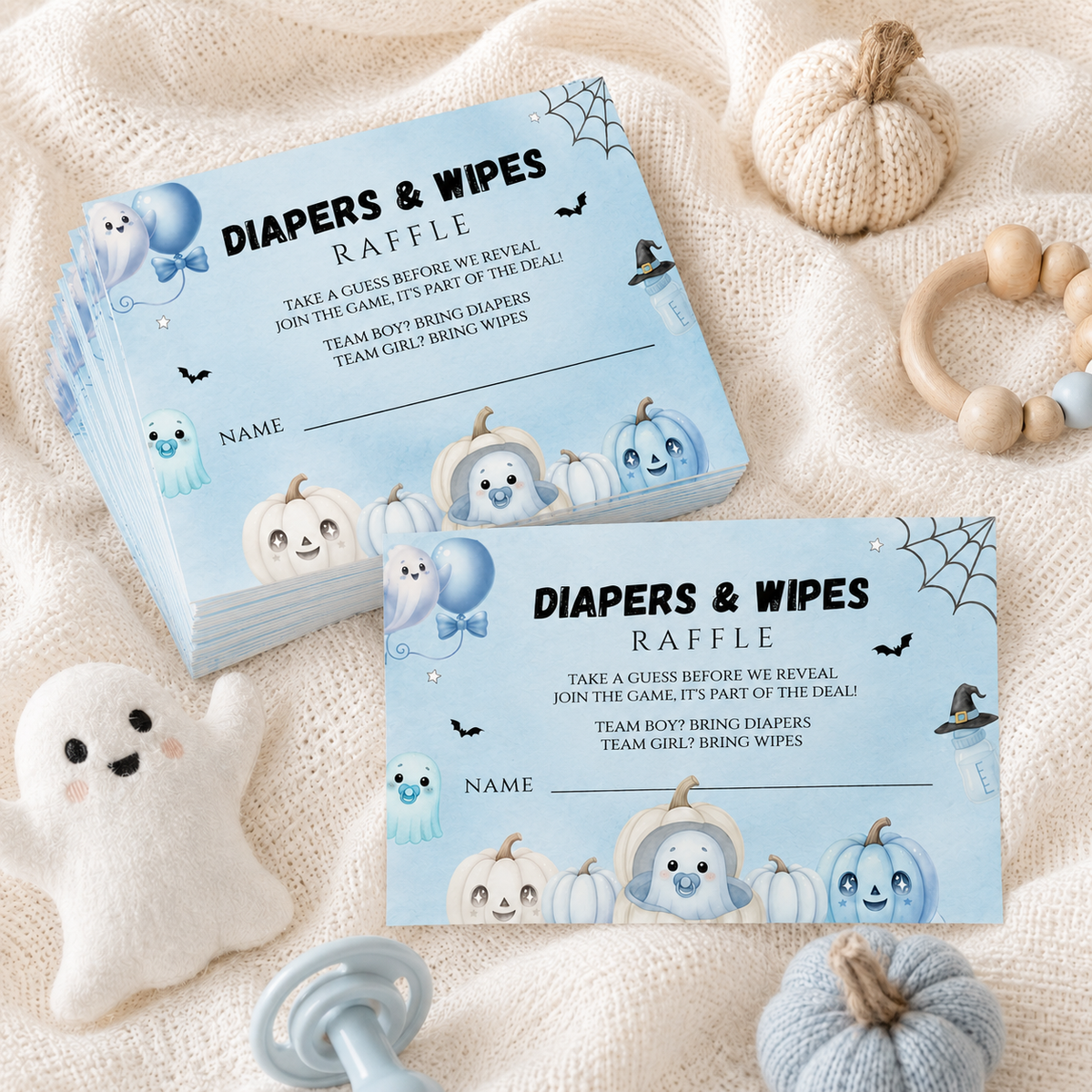 Little Boo Blue Diaper Raffle Card