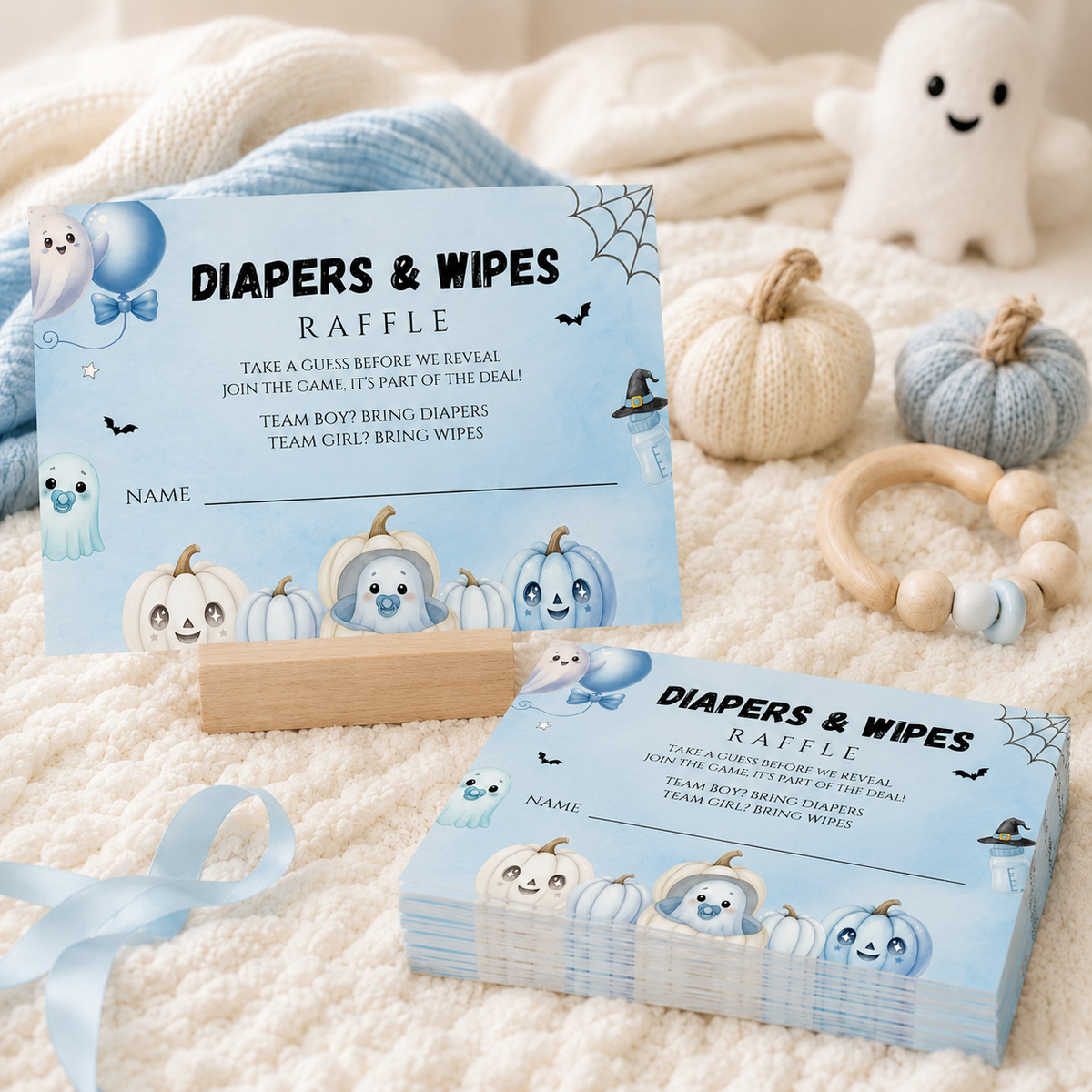 Little Boo Blue Diaper Raffle Card
