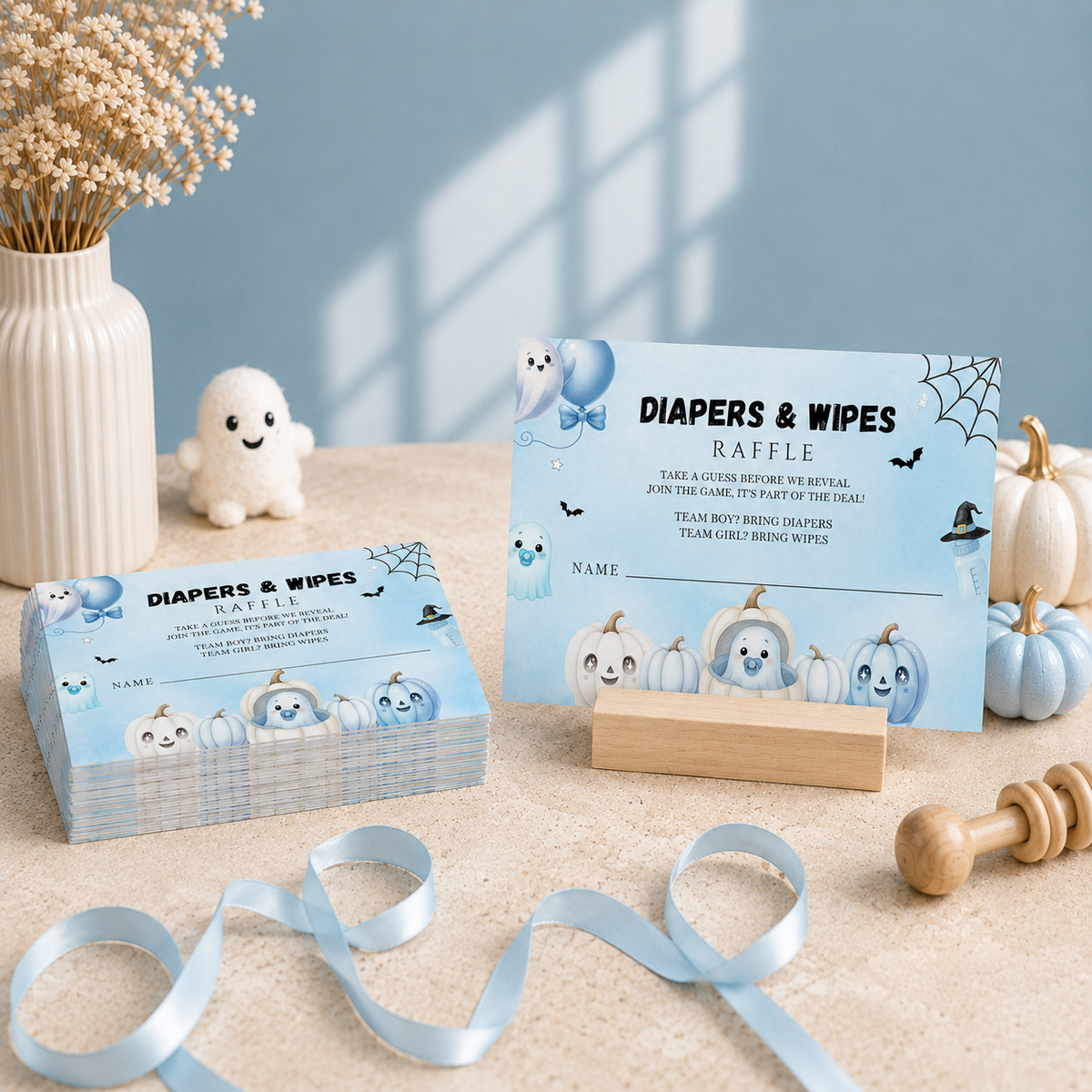Little Boo Blue Diaper Raffle Card
