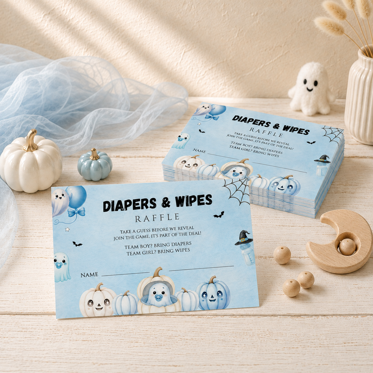 Little Boo Blue Diaper Raffle Card