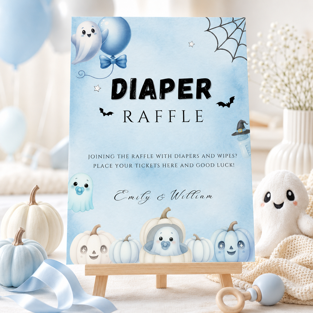 Little Boo Blue Diaper Raffle Sign