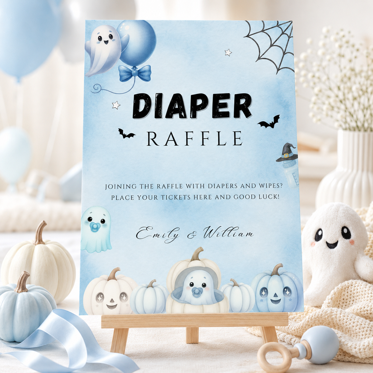 Little Boo Blue Diaper Raffle Sign