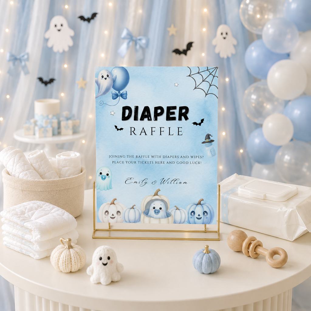 Little Boo Blue Diaper Raffle Sign