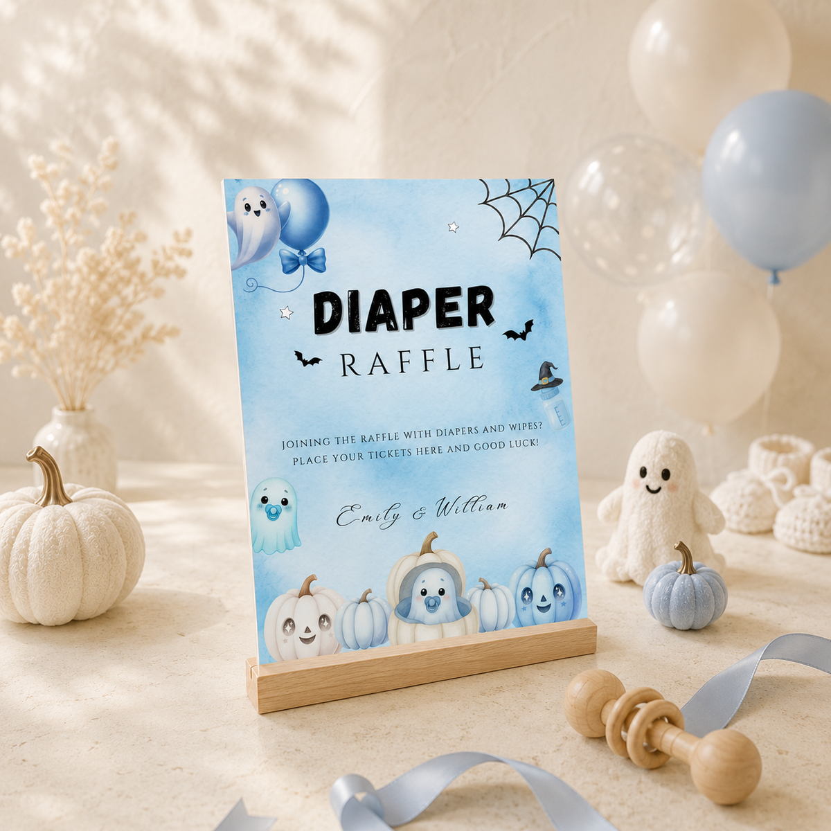 Little Boo Blue Diaper Raffle Sign