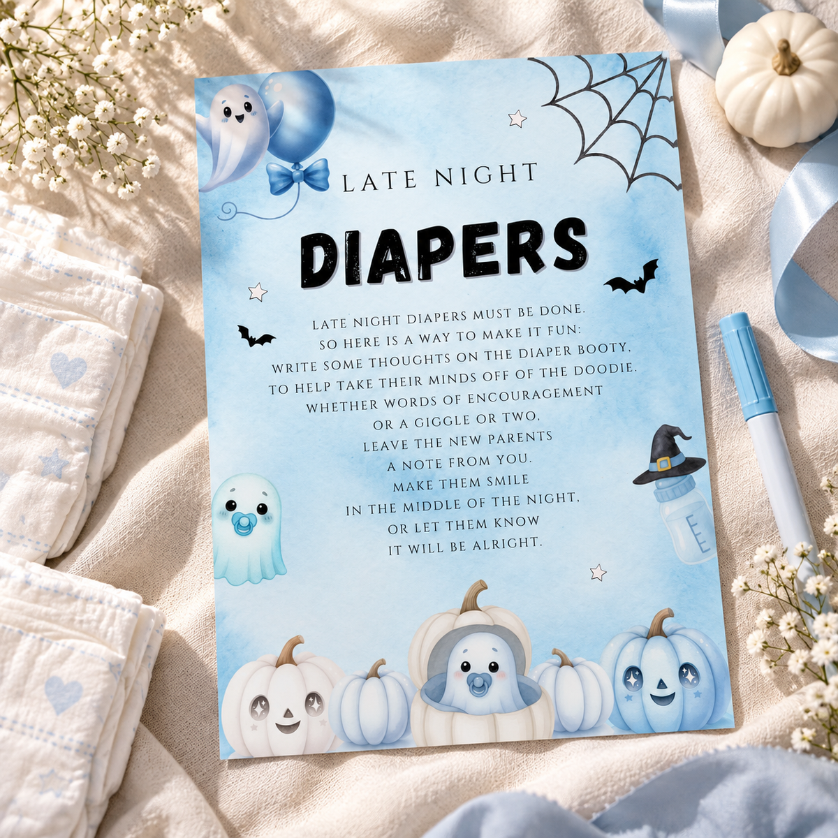 Little Boo Blue Late Night Diapers Sign