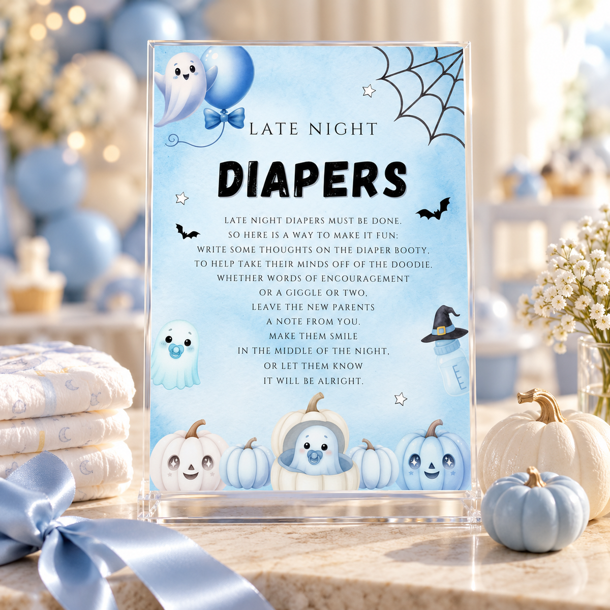 Little Boo Blue Late Night Diapers Sign