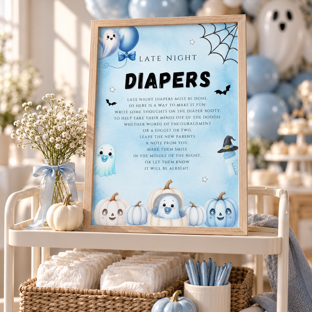 Little Boo Blue Late Night Diapers Sign