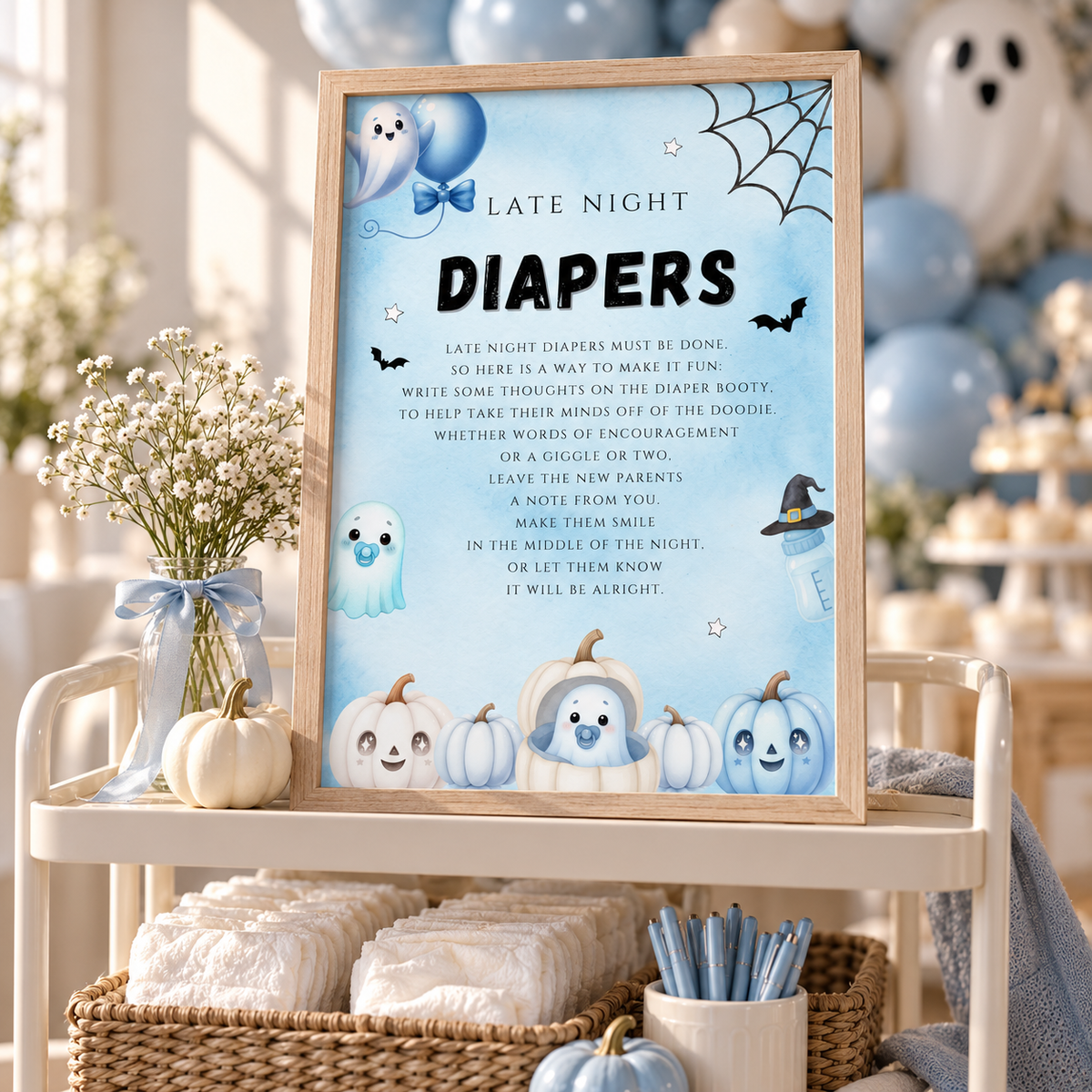 Little Boo Blue Late Night Diapers Sign
