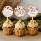 50th Birthday Cupcake Toppers Rose Gold