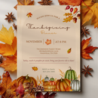 Pumpkin Fall Thanksgiving Dinner Invitation