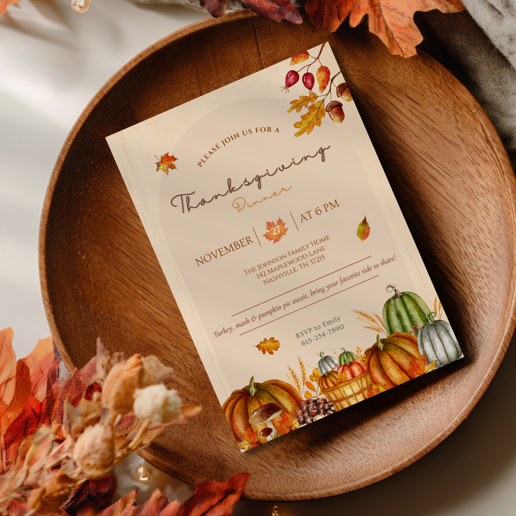 Pumpkin Fall Thanksgiving Dinner Invitation
