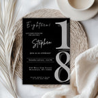 Elegant Black Minimalist 18th Birthday Invitation