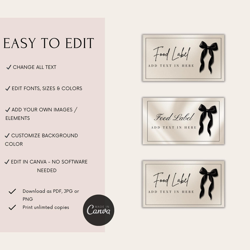 Black Bow Food Labels