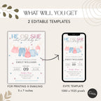 He or She Baby Clothes Gender Reveal Invitation