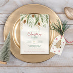 Watercolor Christmas Party Invitation Pinecones