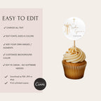 Gold Candle Baptism Cupcake Toppers
