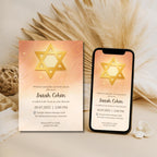 Star Of David Watercolor Bat Mitzvah Invitation