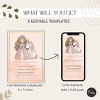 Elegant Princess Unicorn Kids Birthday Invitation