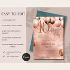 Rose Gold Balloon Birthday Invitation