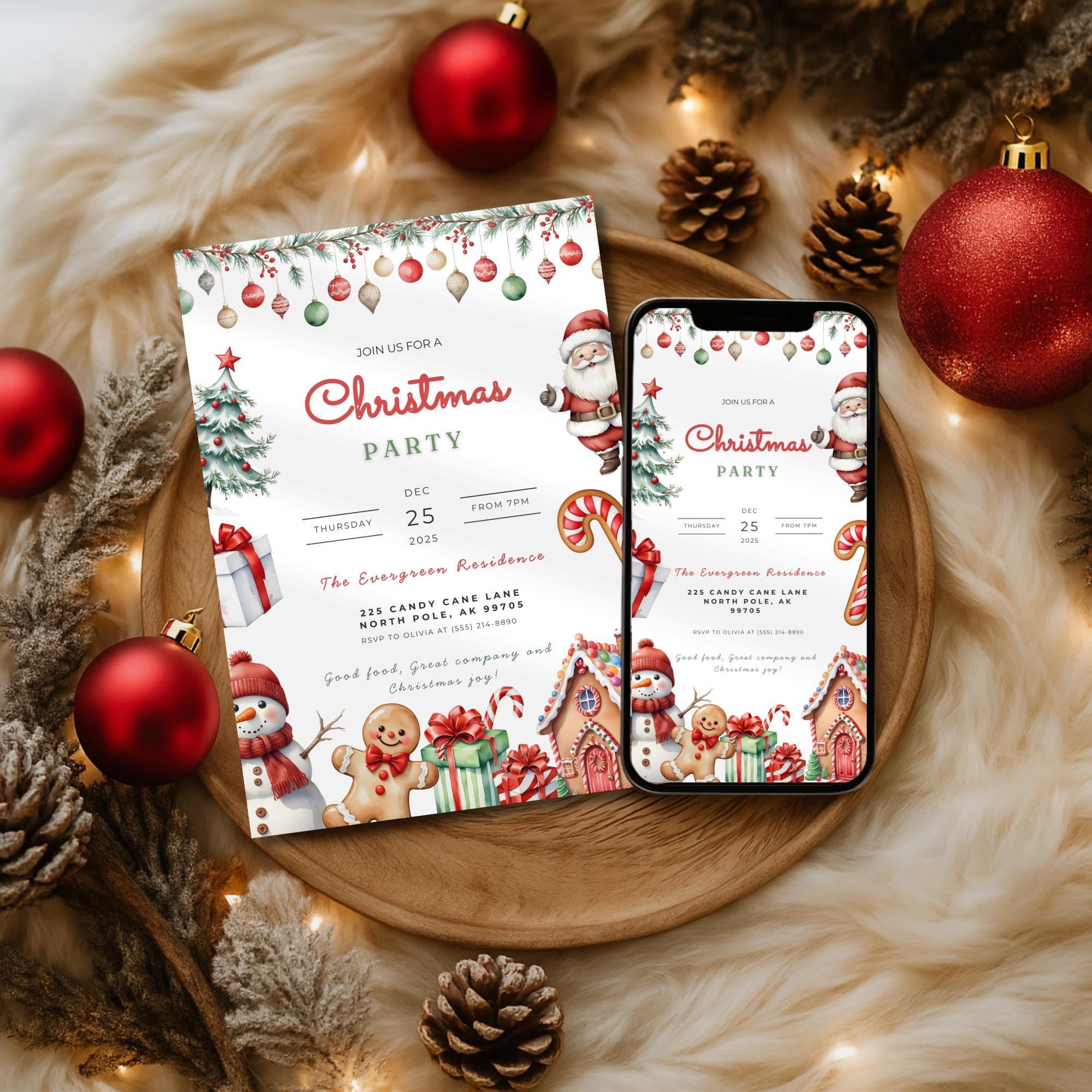 Gingerbread Christmas Invitation Template