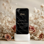 Elegant Black Satin Dinner Birthday Invitation
